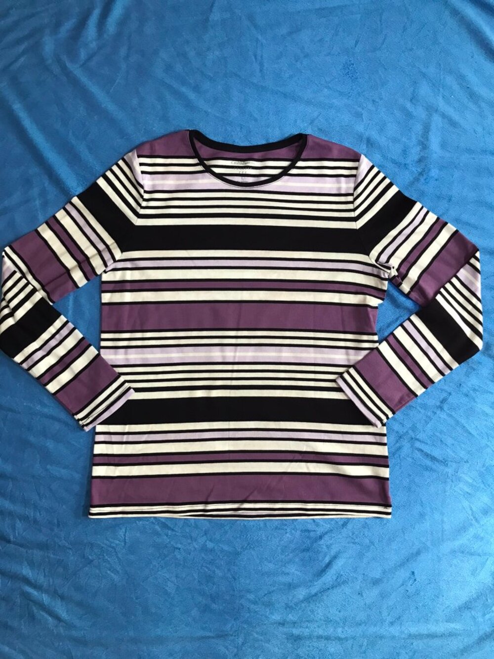 Croft & Barrow Womens Classic Striped Long-Sleeve Tee Size Large
